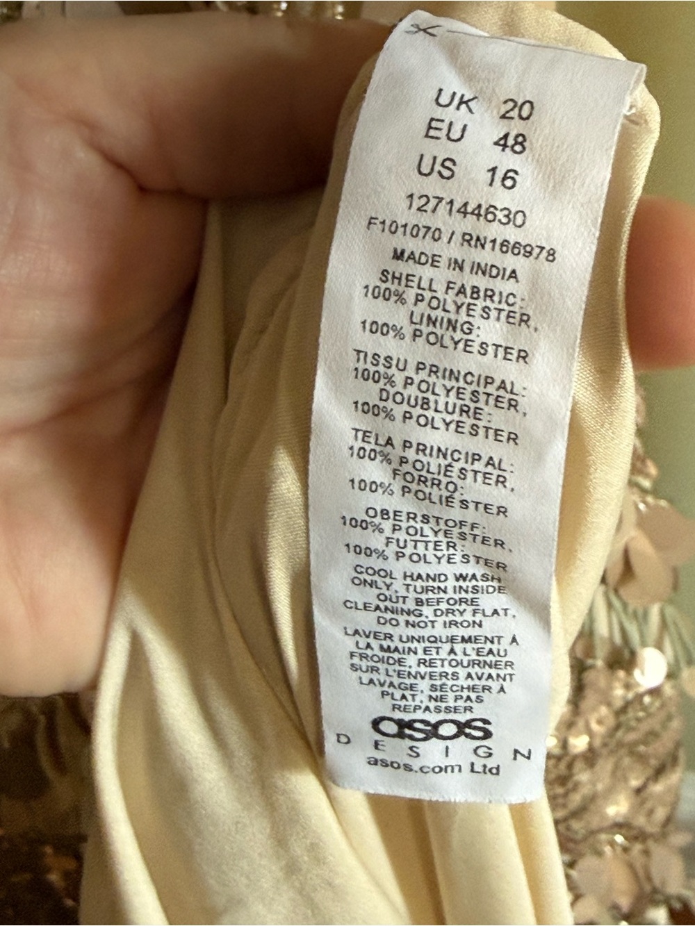 ASOS Champagne Sequin & Disc Embellished Backless Cutout Maxi Dress Tall - Picture 7 of 12